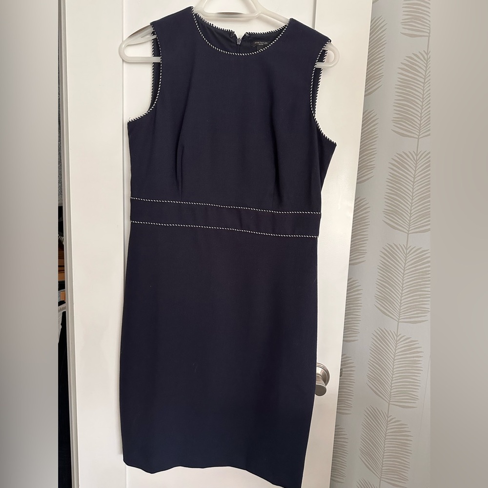 Ann Taylor Navy Mini Dress with White Stitching